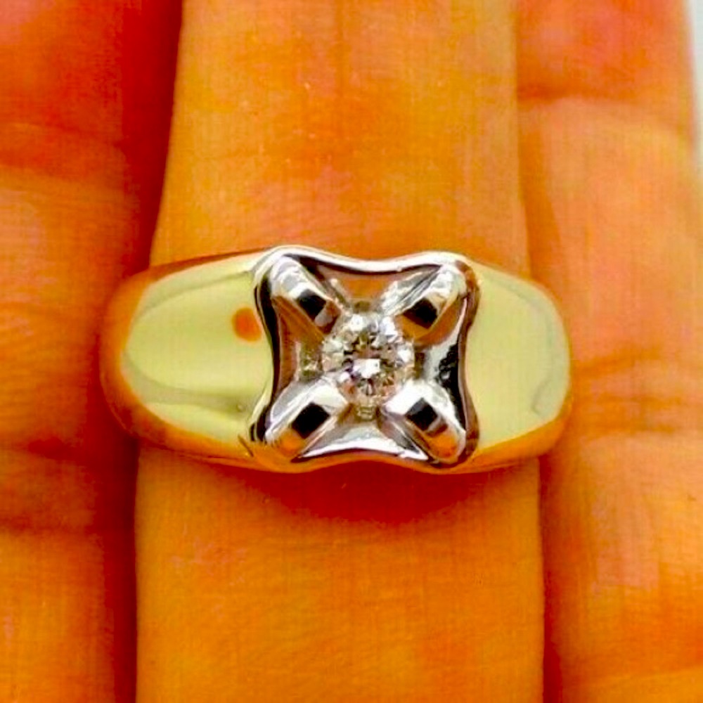 14k Yellow Gold Mens Diamond Ring 18 Carat